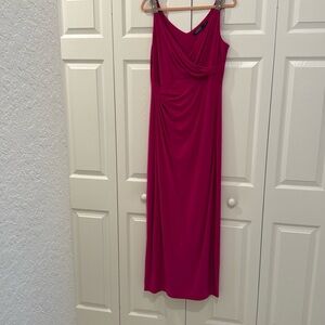 Ralph Lauren Black Label Pink One Shoulder Sleeveless Maxi Gown